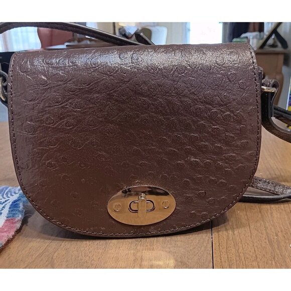 Ashwood Brown Saddle Crossbody‎ Purse Genuine Leather Mini Purse Gold Hardware - Picture 2 of 9